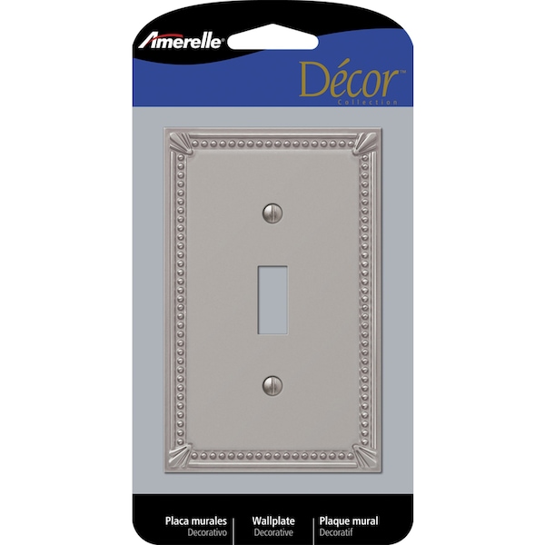 Amerelle Wall Plate, Number of Gangs: 1 gang Metal, Brushed Nickel Finish, Gray 74TBN - main